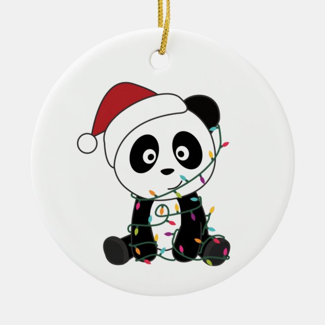 Panda Christmas Snow Winter Animals Pandas Adult C Ceramic Ornament (Front)