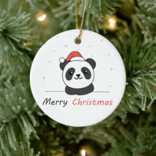 Panda Christmas Snow Winter Animals Pandas Ceramic Ornament