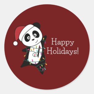 Panda Christmas Snow Winter Animals Pandas Classic Classic Round Sticker