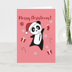 Panda Christmas Snow Winter Animals Pandas Holiday Card