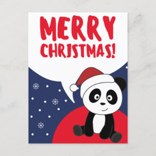 Panda Christmas Snow Winter Animals Pandas Holiday Postcard