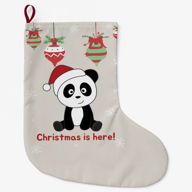 Panda Christmas Snow Winter Animals Pandas Large C Stocking (Front)