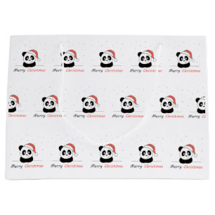 Panda Christmas Snow Winter Animals Pandas Large Gift Bag