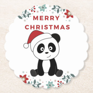 Panda Christmas Snow Winter Animals Pandas Paper C Coaster