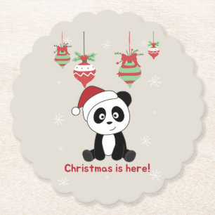 Panda Christmas Snow Winter Animals Pandas Paper C Paper Coaster