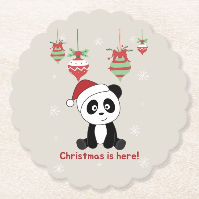 Panda Christmas Snow Winter Animals Pandas Paper C Paper Coaster (Front)