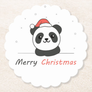 Panda Christmas Snow Winter Animals Pandas Paper Coaster