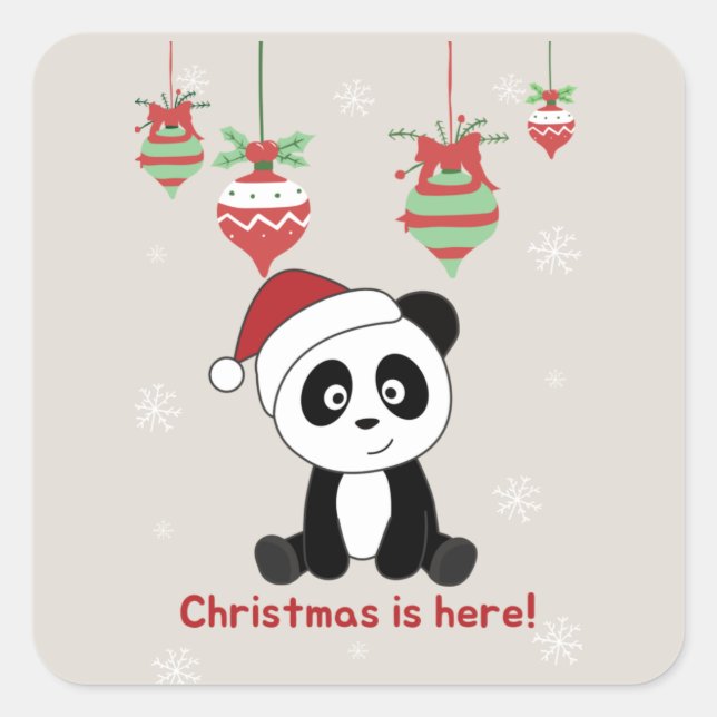 Panda Christmas Snow Winter Animals Pandas Square  Square Sticker (Front)