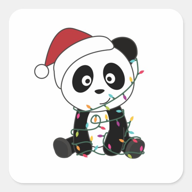 Panda Christmas Snow Winter Animals Pandas Square Sticker (Front)
