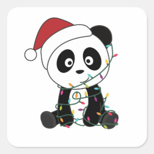 Panda Christmas Snow Winter Animals Pandas Square Sticker