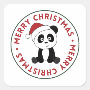 Panda Christmas Snow Winter Animals Pandas Square Sticker