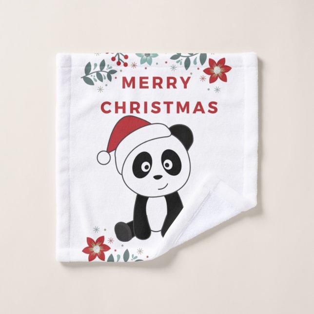 Panda Christmas Snow Winter Animals Pandas Wash Cloth (Wash Cloth)