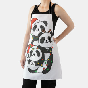 Panda Christmas Tree Christmas Animals Pandas Apron