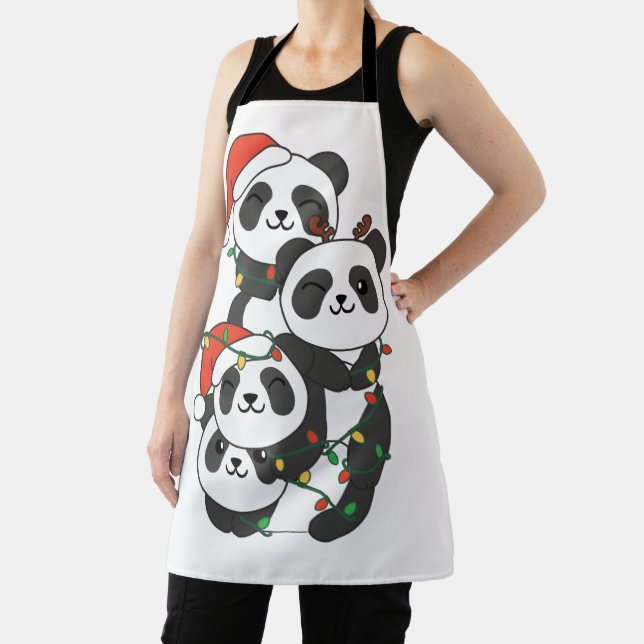 Panda Christmas Tree Christmas Animals Pandas  Apron (Insitu)