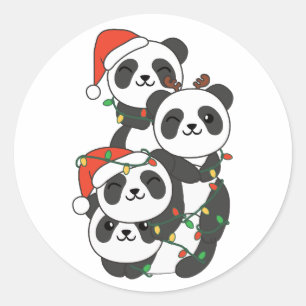 Panda Christmas Tree Christmas Animals Pandas Classic Round Sticker