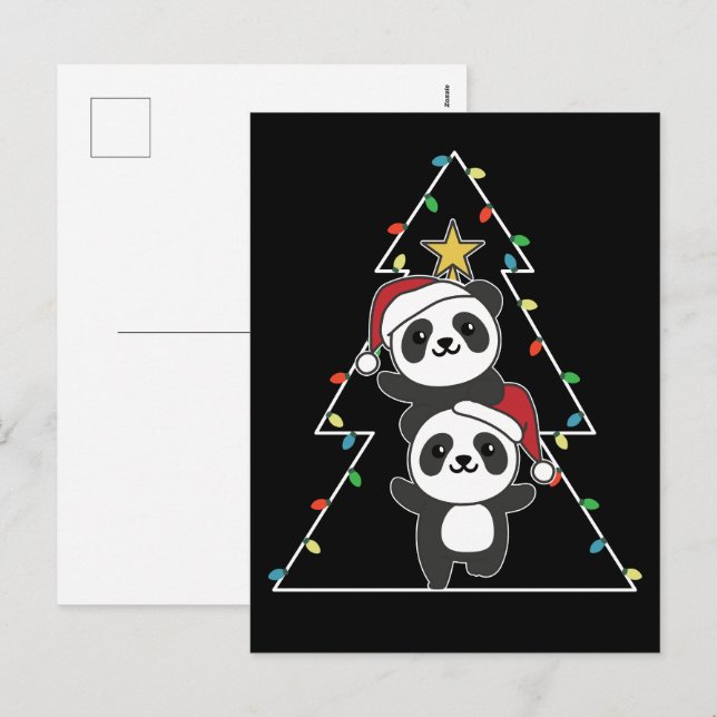 Panda Christmas Tree Christmas Animals Pandas Holi Holiday Postcard (Front/Back)