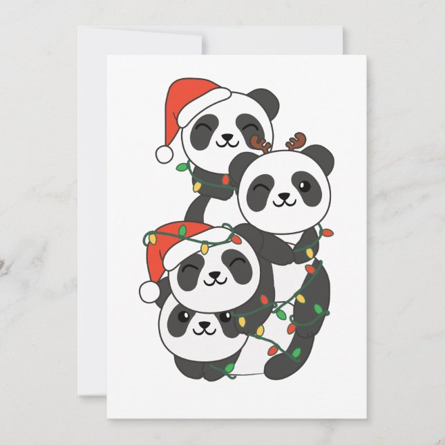 Panda Christmas Tree Christmas Animals Pandas Holiday Card (Front)