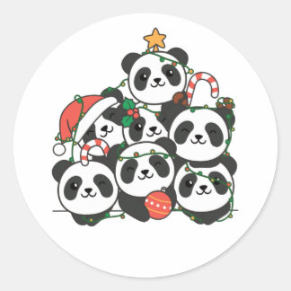 Panda Christmas Tree Funny Animal Christmas Classic Round Sticker
