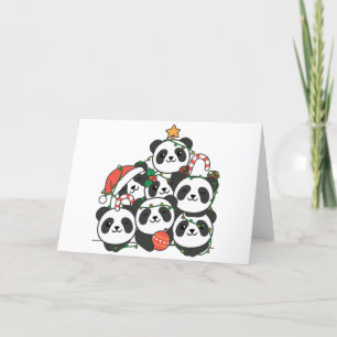 Panda Christmas Tree Funny Animal Christmas Holida Holiday Card