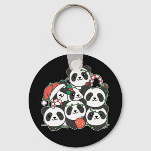 Panda Christmas Tree Funny Animal Christmas Keycha Key Ring