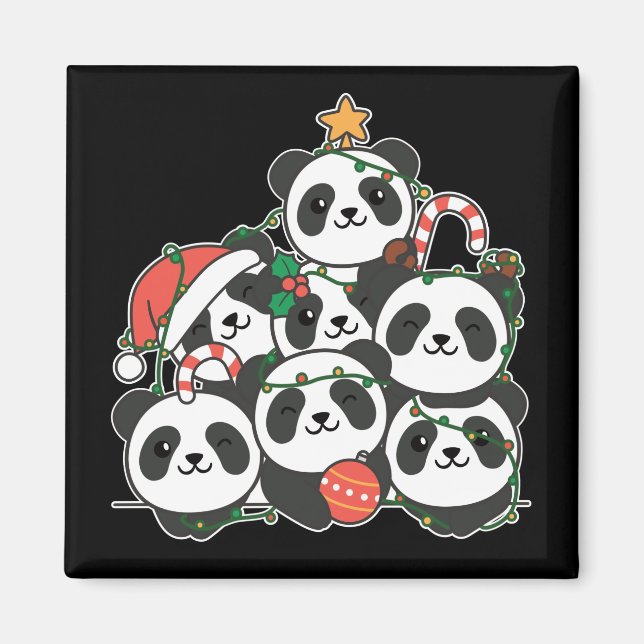 Panda Christmas Tree Funny Animal Christmas Magnet (Front)