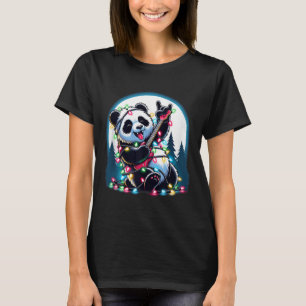 Panda Christmas Tree Lights Funny Xmas Panda Lover T-Shirt
