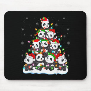 Panda Christmas Tree Lights Xmas Sweater Holiday P Mouse Pad