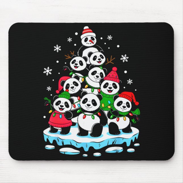 Panda Christmas Tree Panda Lover Xmas Squad Men Wo Mouse Pad (Front)