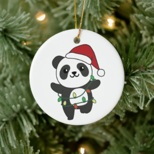 Panda Christmas Winter Animals Pandas Ceramic Orna Ornament