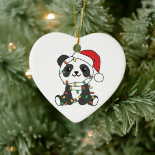 Panda Christmas Winter Animals Pandas Ceramic Ornament