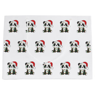 Panda Christmas Winter Animals Pandas Large Gift Bag