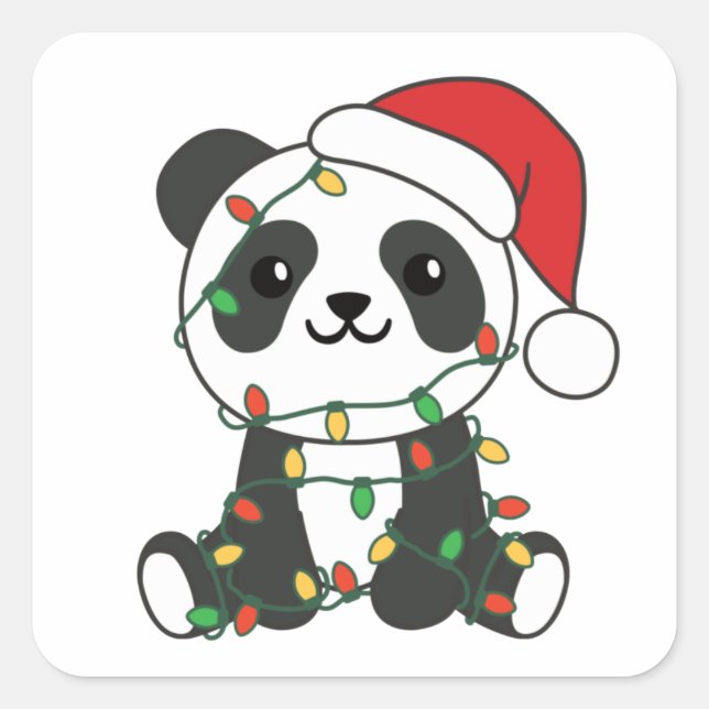 Panda Christmas Winter Animals Pandas Square Stick Sticker (Front)