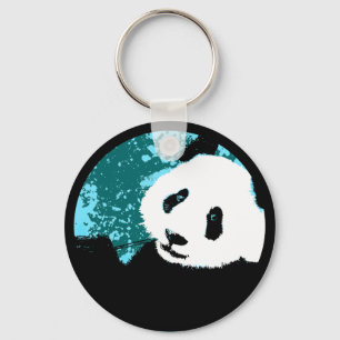 panda. circle. key ring