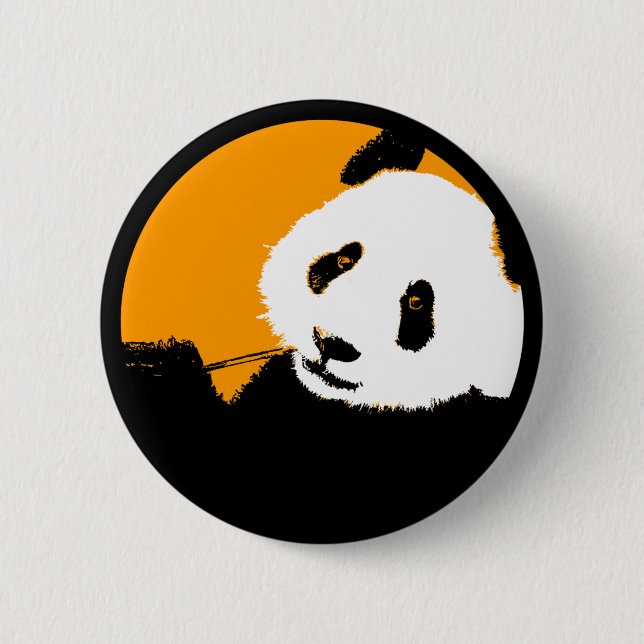 panda. colour customisable circle. 6 cm round badge (Front)