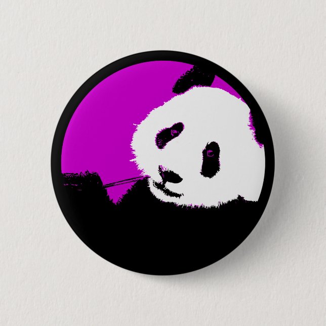 panda. colour customisable circle. 6 cm round badge (Front)