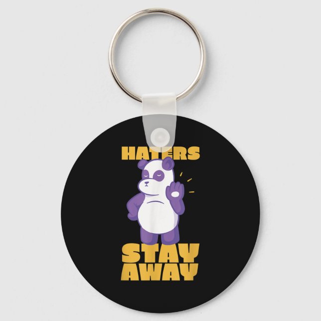 Panda Cool Bear Giant Animal Lover Quote Stop Hate Key Ring (Front)