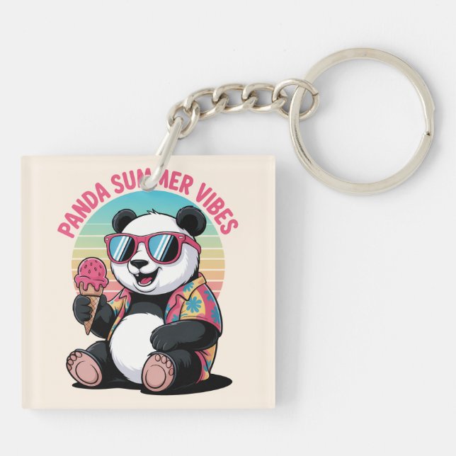 Panda Cool Summer Ice Children Key Ring (Back)