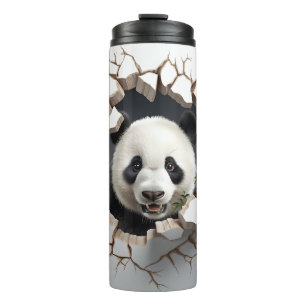Panda Cracked Hole Art  Panda Smashed Wall 3D Thermal Tumbler