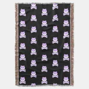 Panda Cross Bone - Purple Throw Blanket