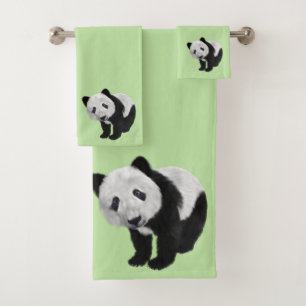 Panda Cub Green Bath Towel Set