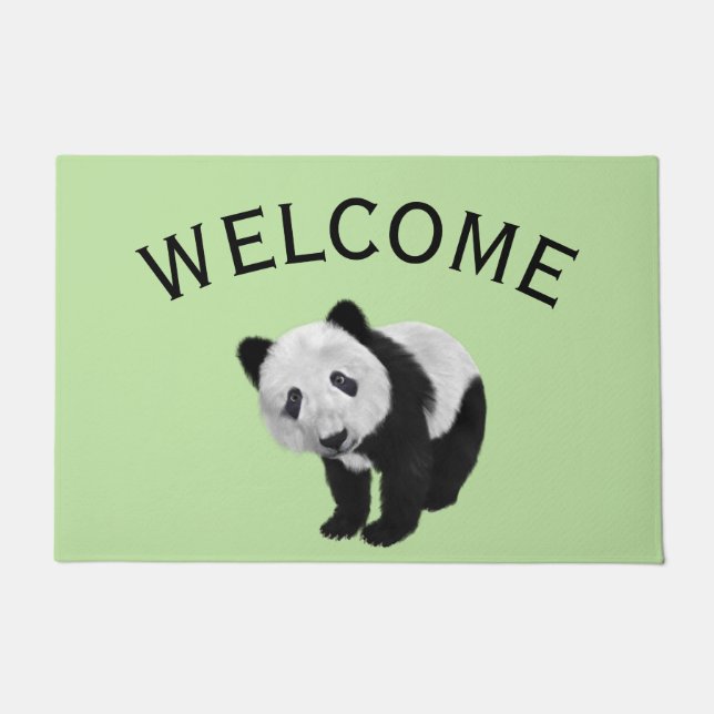 Panda Cub Green Doormat (Front)