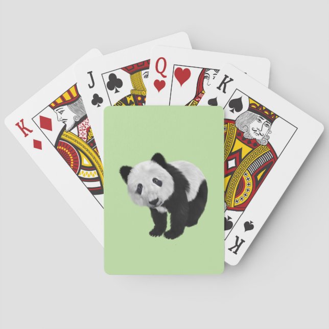 Panda Cub Green Playing Cards (Back)