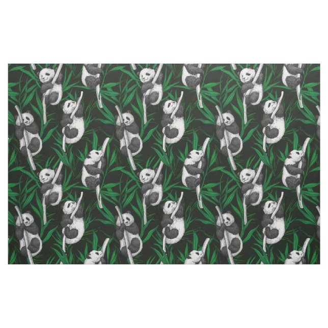 Panda cubs on dark green fabric (Fat Quarter)