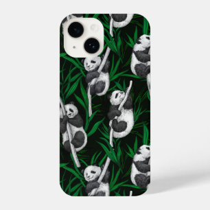 Panda cubs on dark green iPhone 14 case