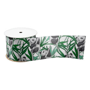 Panda cubs on satin ribbon
