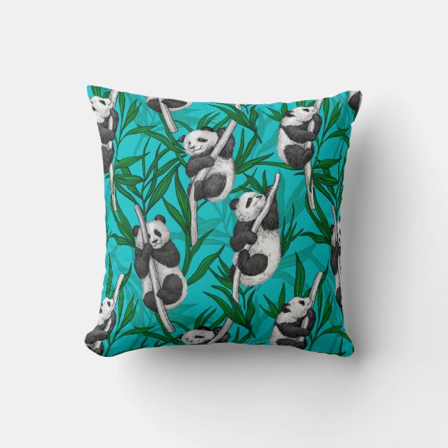 Panda cubs on turquoise cushion (Front)