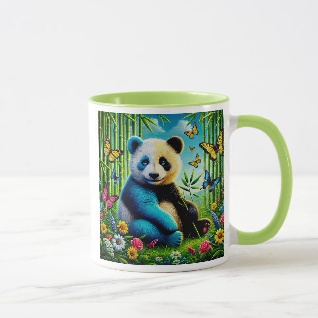 Panda cute in a bamboo garden. mug (Right)