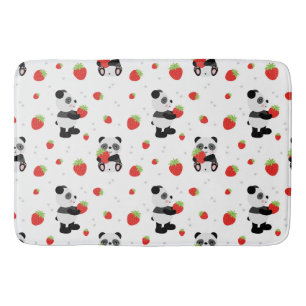 Panda cute with strawberry bath mat