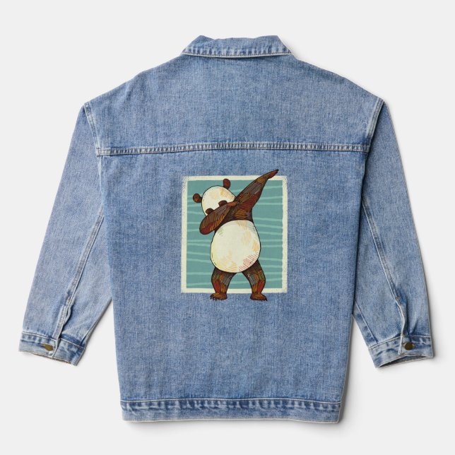 Panda Dabbing Denim Jacket (Back)