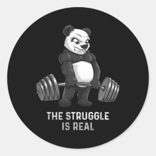 Panda Deadlift Powerlifter Funny Bodybuilding  Classic Round Sticker